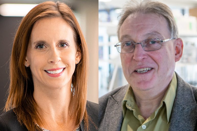 Allison Brown, director, strategy translation, at Medicine by Design and Paul Santerre, director of H2i and a professor at the Faculty of Dentistry and the Institute of Biomedical Engineering