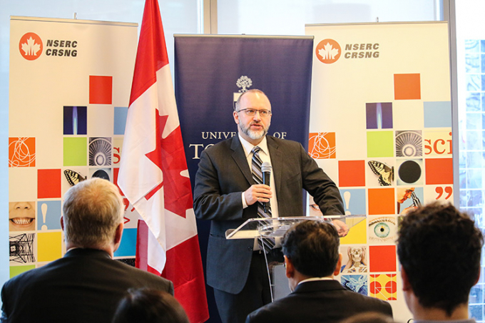 Craig Simmons giving a speech