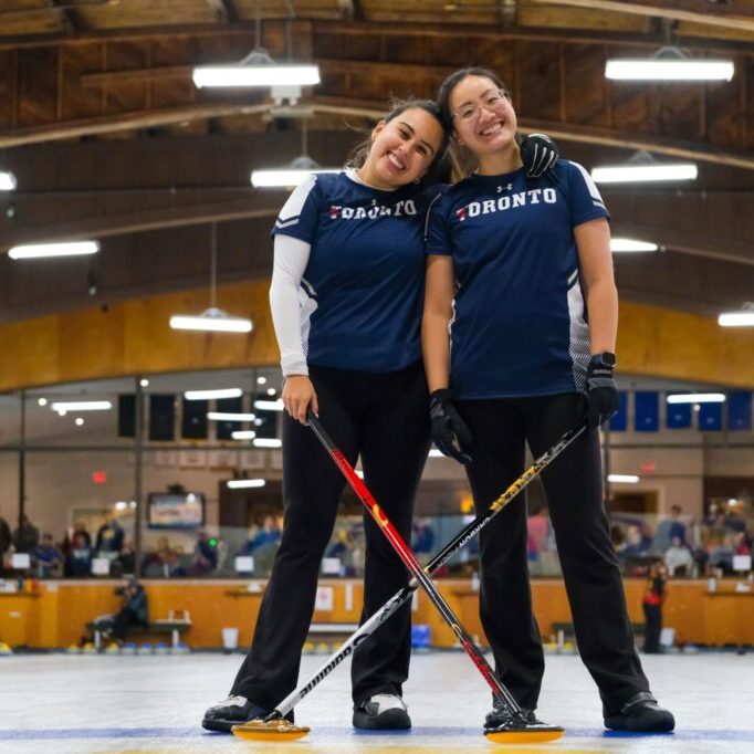 Danielle Serra (left) and Janice Pang (right) are two BME students on the University of Toronto’s Varsity Curling team.