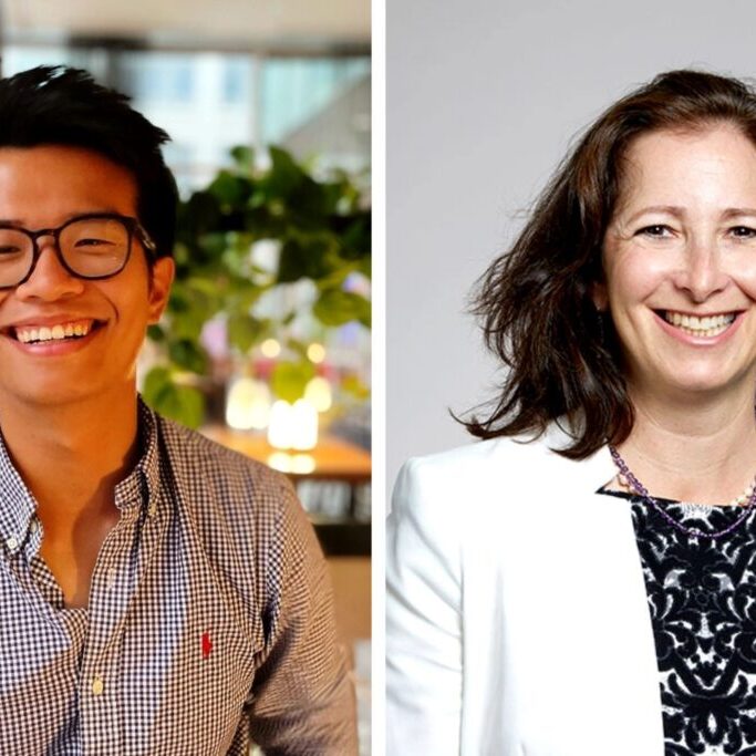 Dr. Mickael Dang (left) and University Professor Molly Shoichet (right) showcase a breakthrough: a single injection using colloidal drug aggregates (CDAs) can release glaucoma medication in the eye for seven weeks, improving outcomes and reducing side effects.